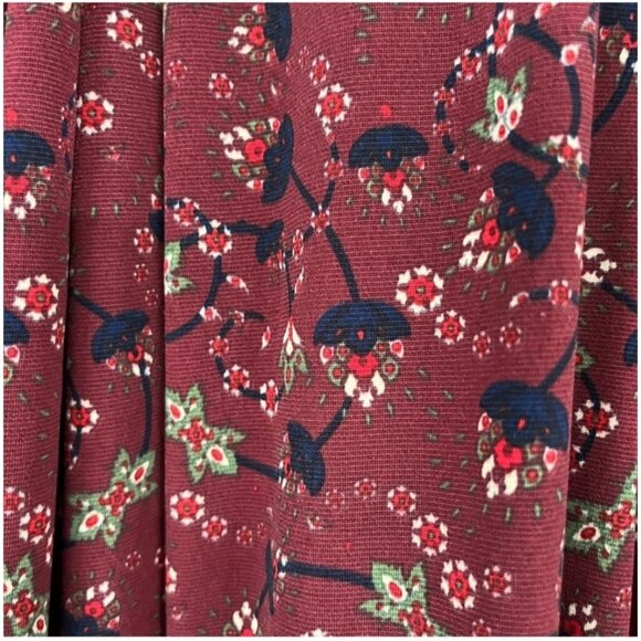 LuLaRoe Madison Burgundy Floral Print Pleated Midi Skirt 3XL - Picture 2 of 11